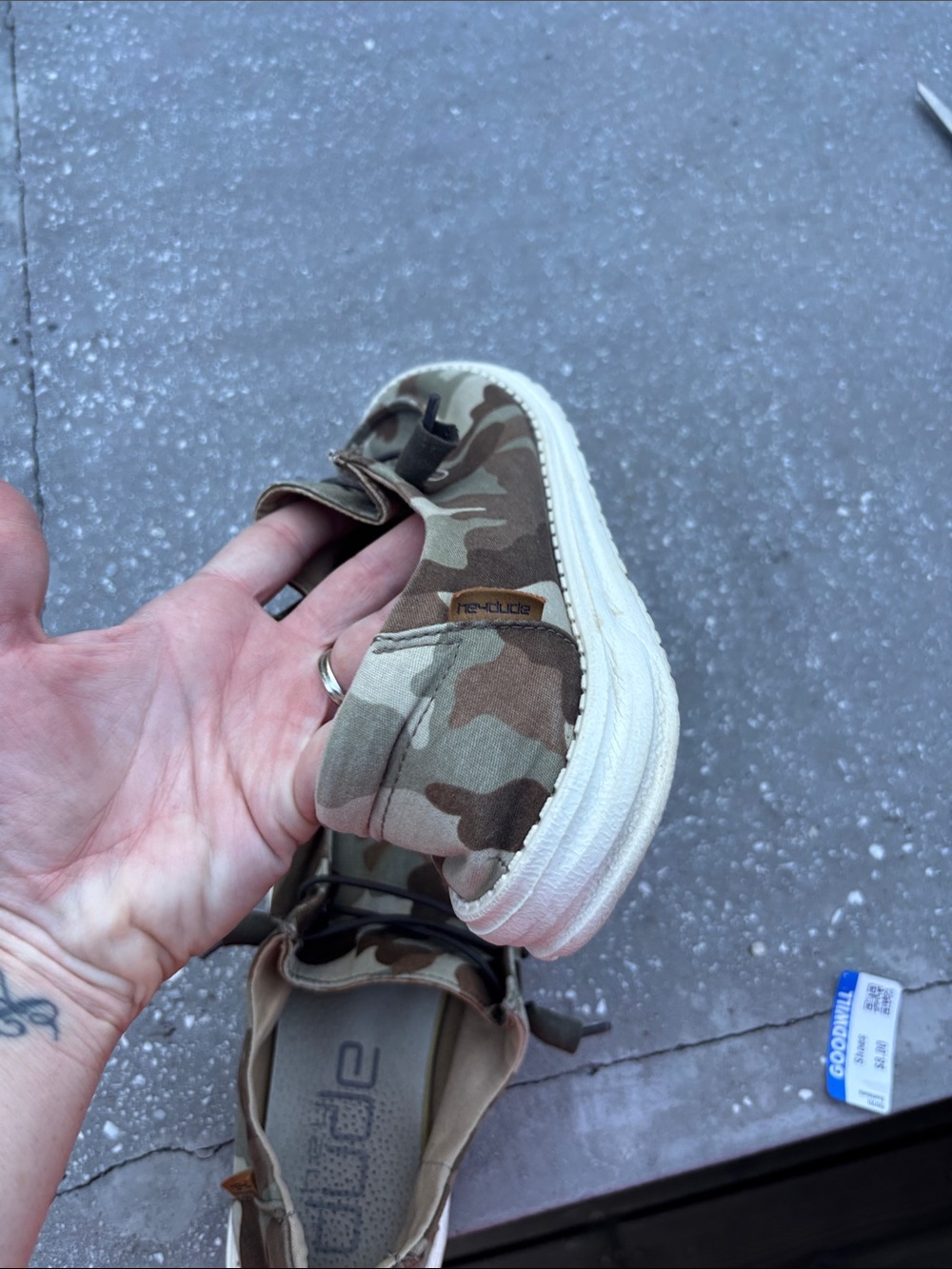 Hey Dude Women's Wendy Camouflage Slip-On Moccasins - Tan/Green - Picture 8 of 10